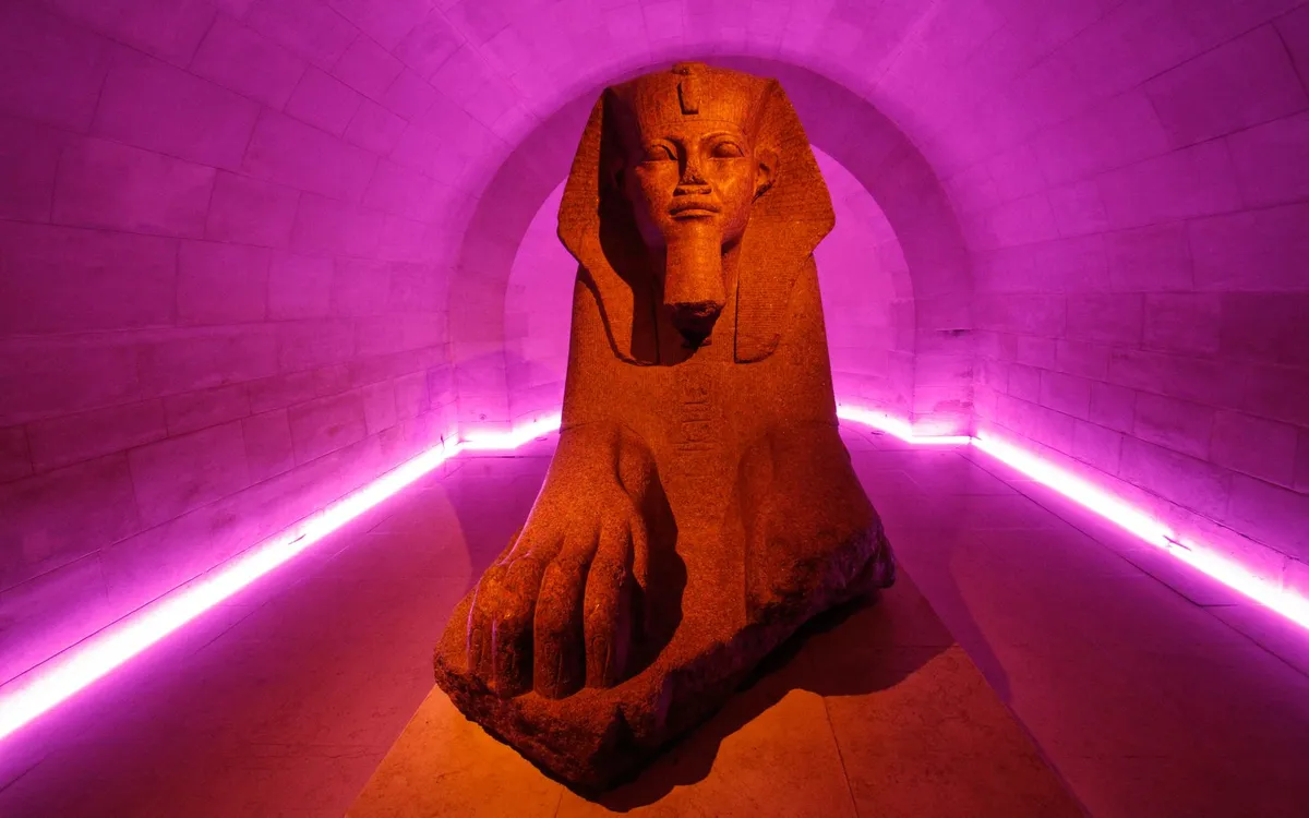 An Egyptian statue in a museum